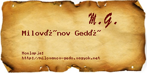 Milovánov Gedő névjegykártya